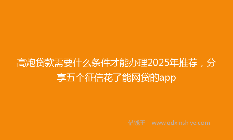 高炮贷款需要什么条件才能办理2025年推荐，分享五个征信花了能网贷的app