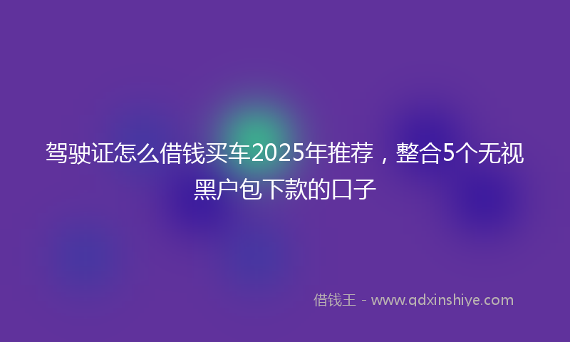 驾驶证怎么借钱买车2025年推荐，整合5个无视黑户包下款的口子