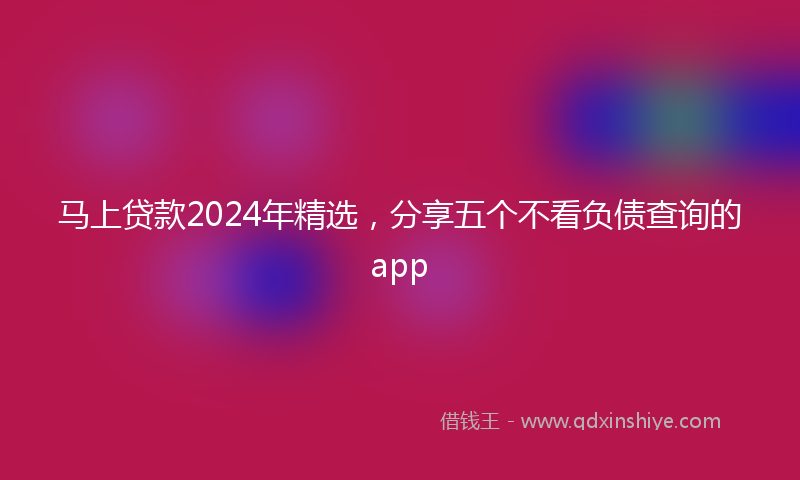 马上贷款2024年精选，分享五个不看负债查询的app