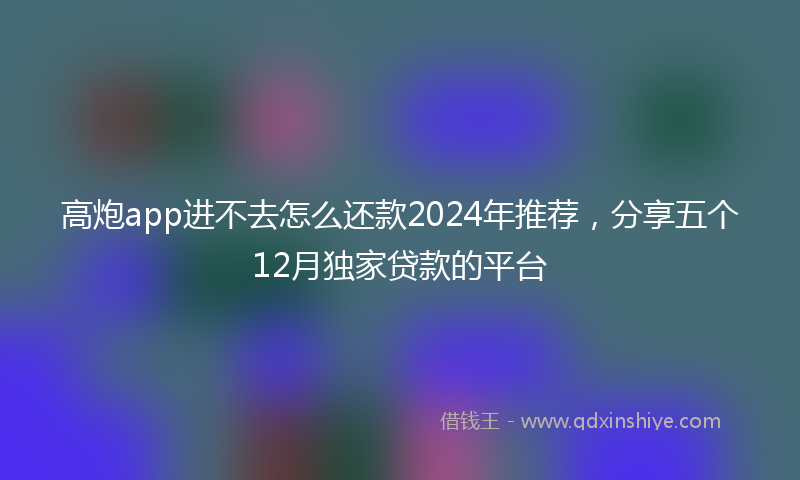 高炮app进不去怎么还款2024年推荐，分享五个12月独家贷款的平台
