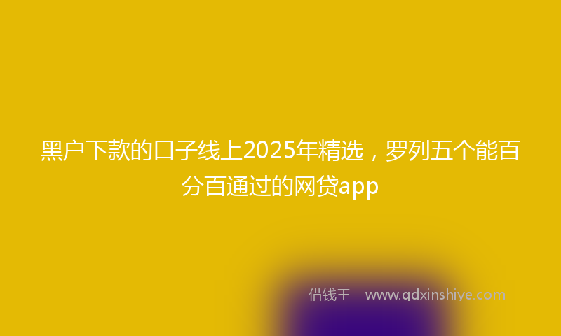 黑户下款的口子线上2025年精选，罗列五个能百分百通过的网贷app