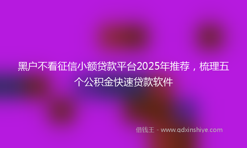 黑户不看征信小额贷款平台2025年推荐，梳理五个公积金快速贷款软件