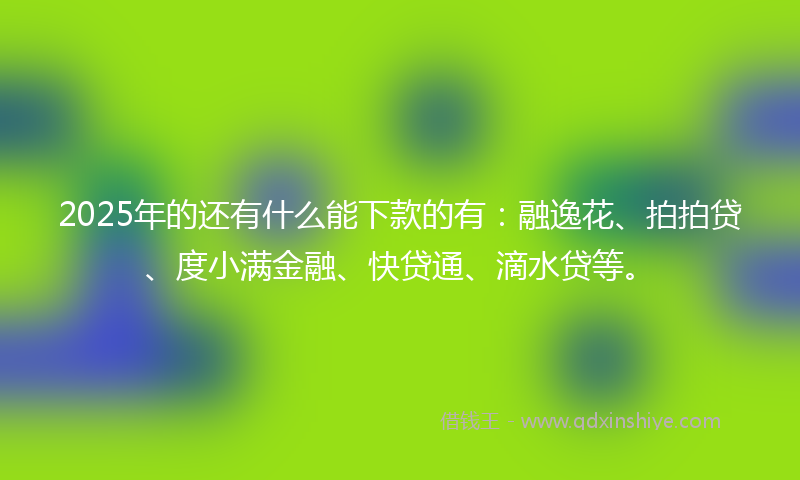 2025年的还有什么能下款的有：融逸花、拍拍贷、度小满金融、快贷通、滴水贷等。