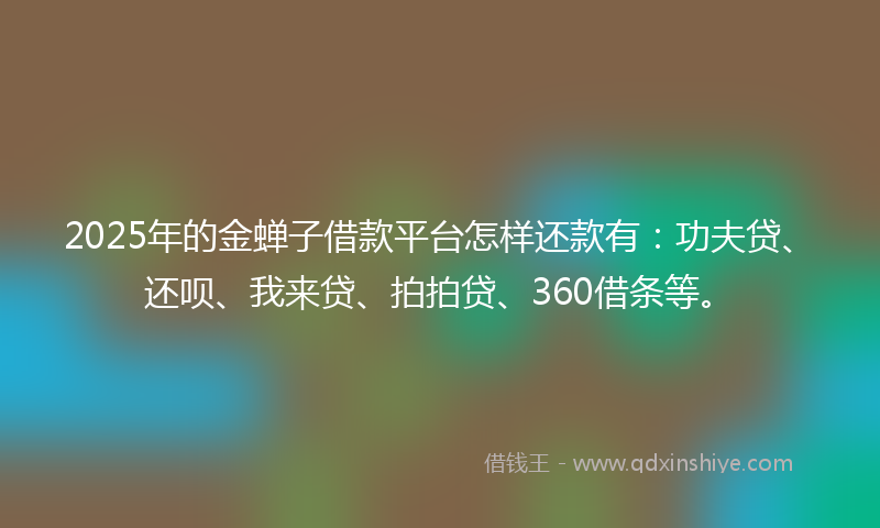 2025年的金蝉子借款平台怎样还款有：功夫贷、还呗、我来贷、拍拍贷、360借条等。