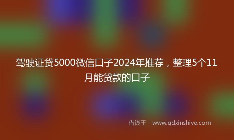 驾驶证贷5000微信口子2024年推荐，整理5个11月能贷款的口子