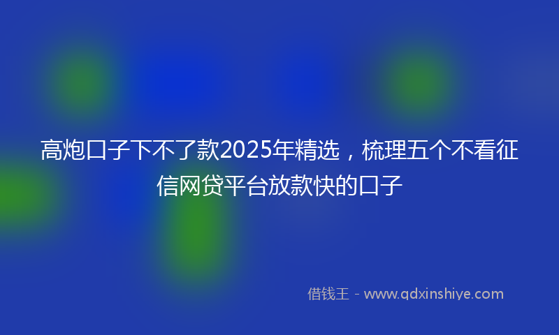 高炮口子下不了款2025年精选，梳理五个不看征信网贷平台放款快的口子