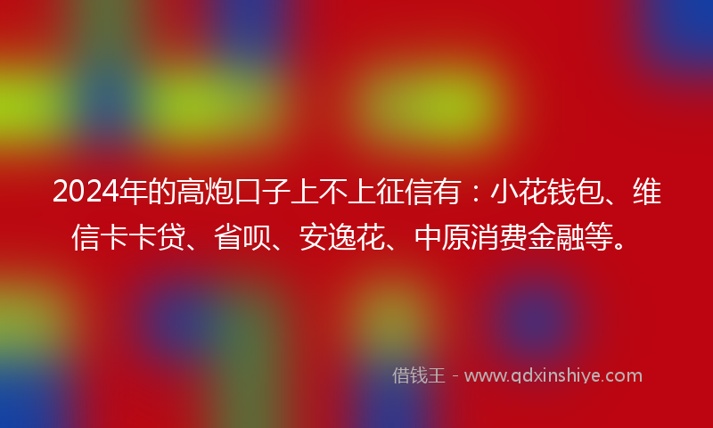 2024年的高炮口子上不上征信有：小花钱包、维信卡卡贷、省呗、安逸花、中原消费金融等。