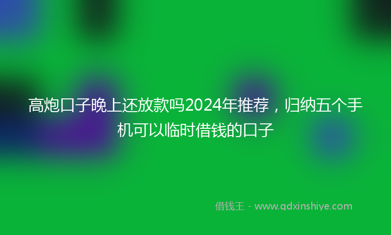 高炮口子晚上还放款吗2024年推荐，归纳五个手机可以临时借钱的口子