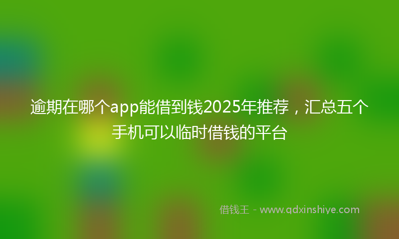 逾期在哪个app能借到钱2025年推荐，汇总五个手机可以临时借钱的平台