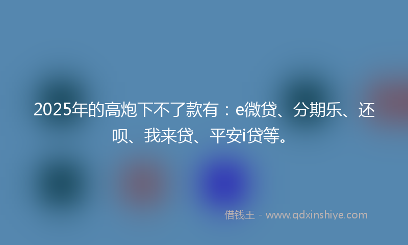 2025年的高炮下不了款有：e微贷、分期乐、还呗、我来贷、平安i贷等。