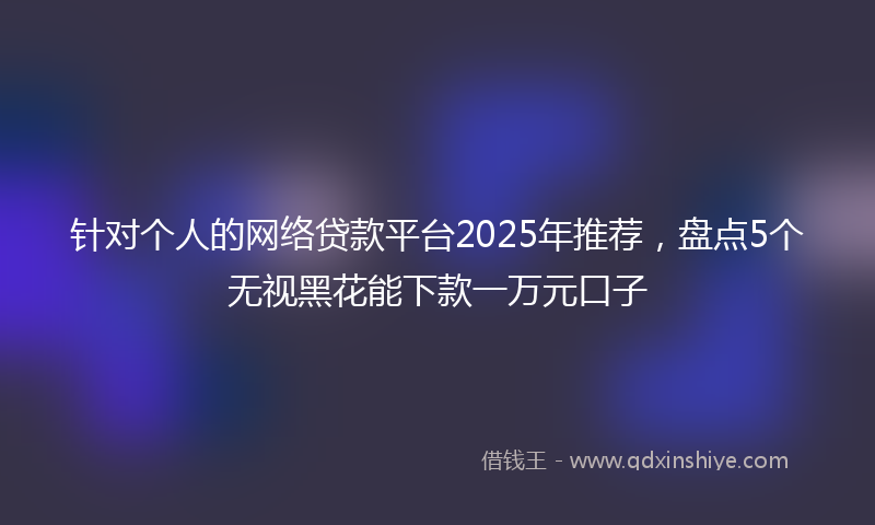针对个人的网络贷款平台2025年推荐，盘点5个无视黑花能下款一万元口子