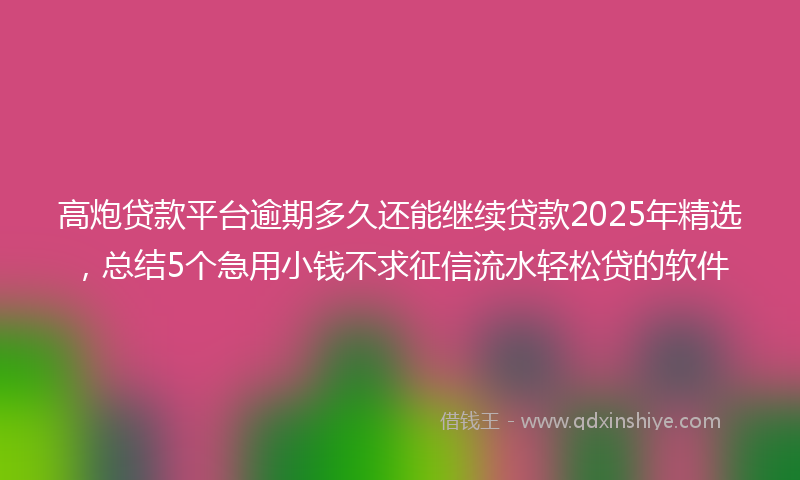 高炮贷款平台逾期多久还能继续贷款2025年精选，总结5个急用小钱不求征信流水轻松贷的软件
