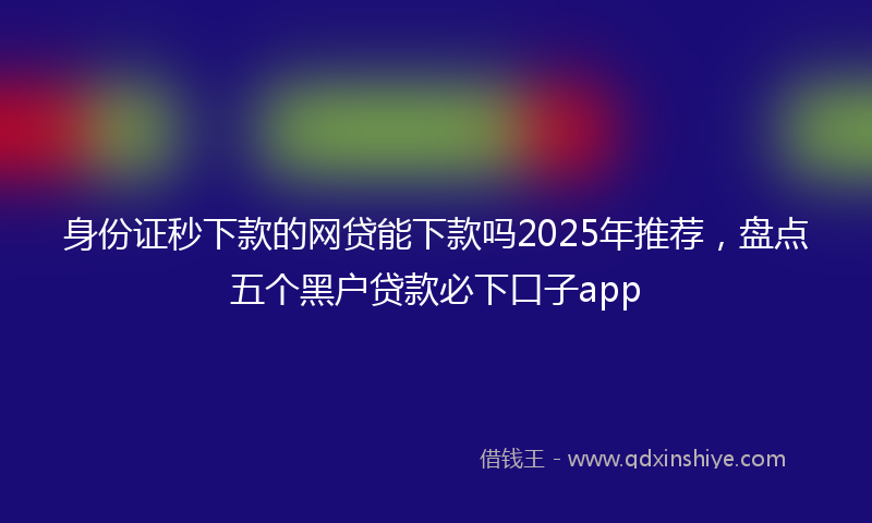身份证秒下款的网贷能下款吗2025年推荐，盘点五个黑户贷款必下口子app