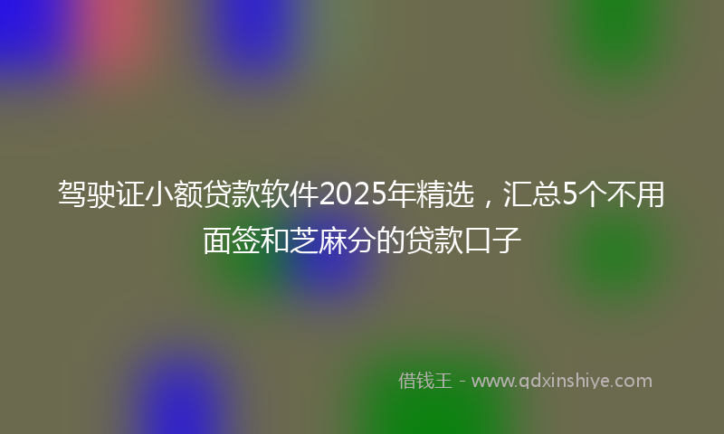 驾驶证小额贷款软件2025年精选，汇总5个不用面签和芝麻分的贷款口子