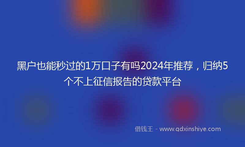 黑户也能秒过的1万口子有吗2024年推荐，归纳5个不上征信报告的贷款平台