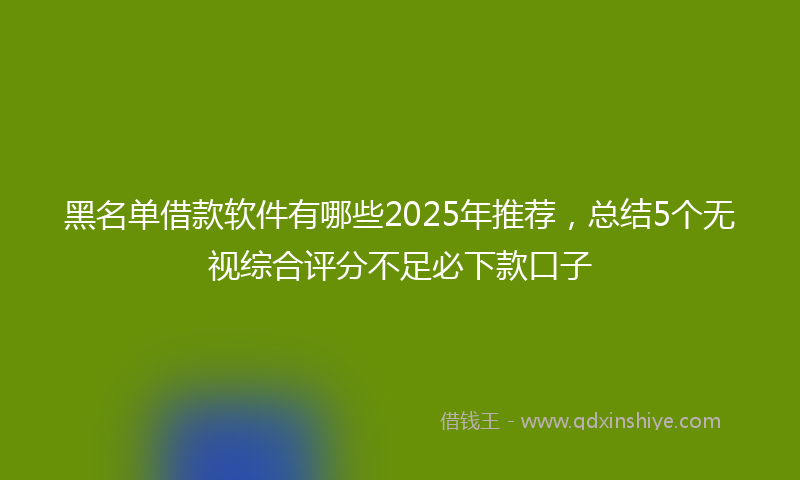 黑名单借款软件有哪些2025年推荐，总结5个无视综合评分不足必下款口子