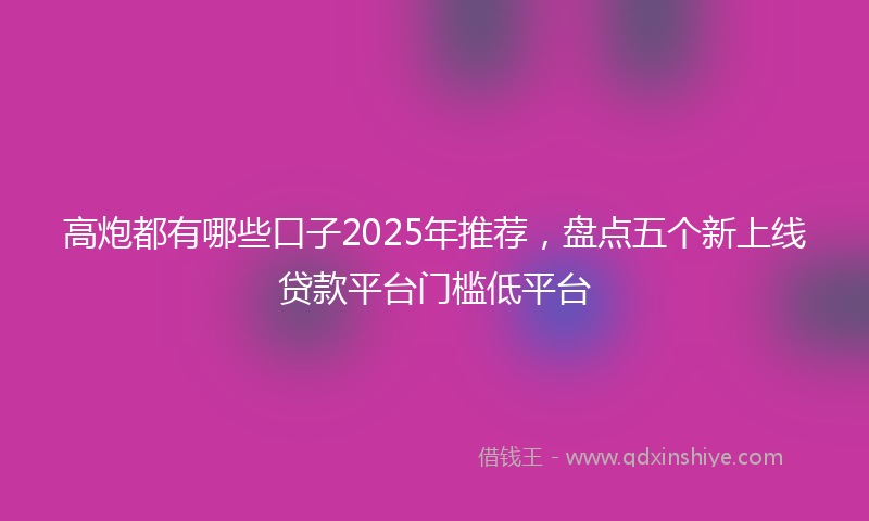 高炮都有哪些口子2025年推荐，盘点五个新上线贷款平台门槛低平台
