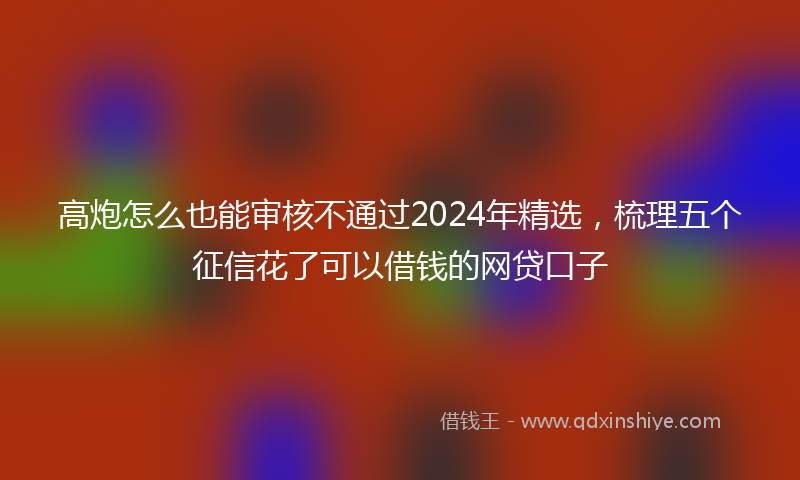 高炮怎么也能审核不通过2024年精选，梳理五个征信花了可以借钱的网贷口子
