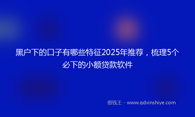 黑户下的口子有哪些特征2025年推荐，梳理5个必下的小额贷款软件
