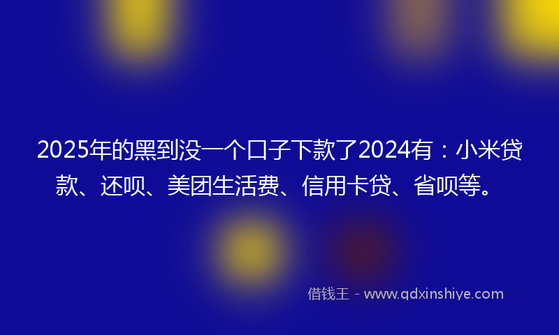 2025年的黑到没一个口子下款了2024有：小米贷款、还呗、美团生活费、信用卡贷、省呗等。