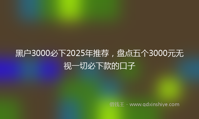 黑户3000必下2025年推荐，盘点五个3000元无视一切必下款的口子