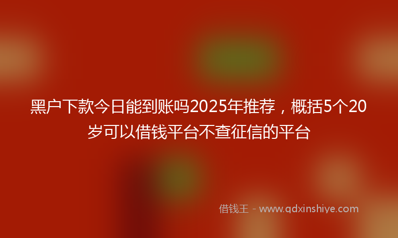 黑户下款今日能到账吗2025年推荐，概括5个20岁可以借钱平台不查征信的平台