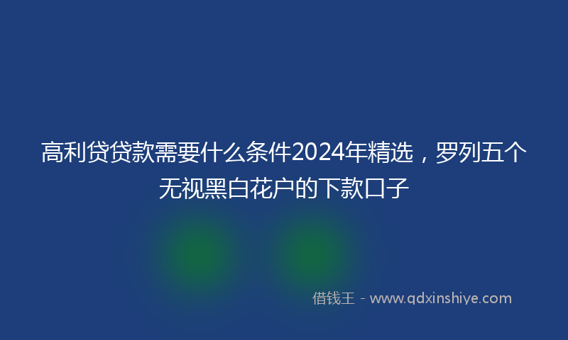 高利贷贷款需要什么条件2024年精选，罗列五个无视黑白花户的下款口子