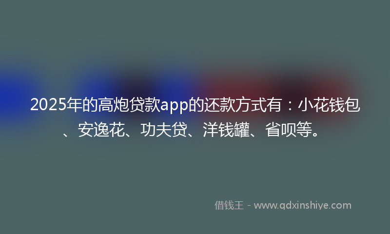 2025年的高炮贷款app的还款方式有：小花钱包、安逸花、功夫贷、洋钱罐、省呗等。