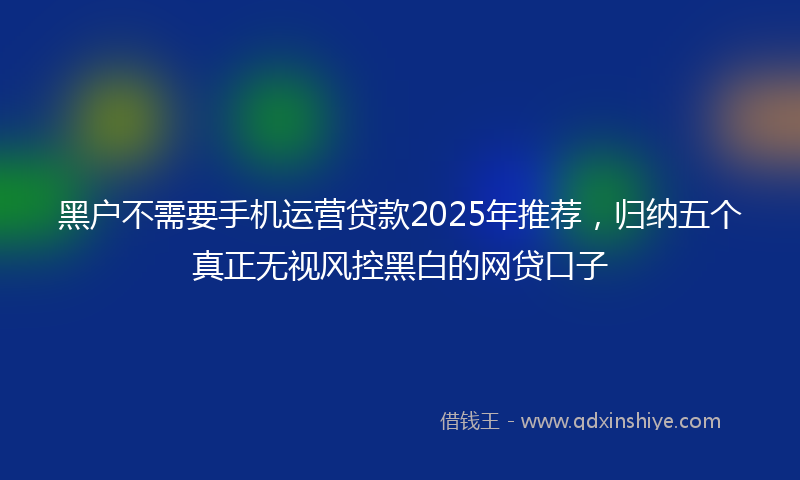 黑户不需要手机运营贷款2025年推荐，归纳五个真正无视风控黑白的网贷口子