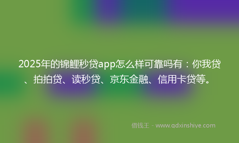 2025年的锦鲤秒贷app怎么样可靠吗有：你我贷、拍拍贷、读秒贷、京东金融、信用卡贷等。