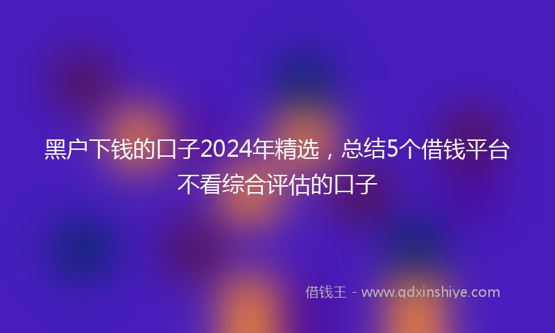 黑户下钱的口子2024年精选，总结5个借钱平台不看综合评估的口子
