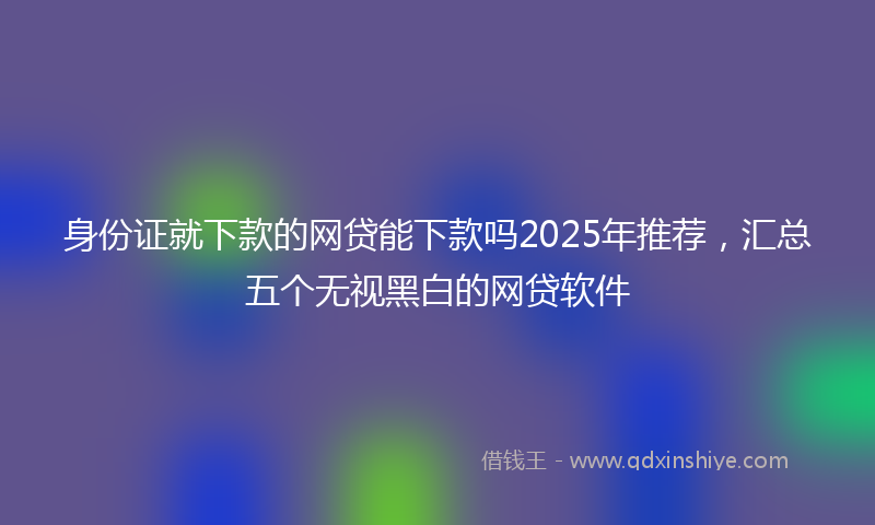 身份证就下款的网贷能下款吗2025年推荐，汇总五个无视黑白的网贷软件