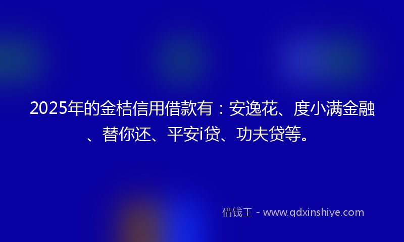 2025年的金桔信用借款有：安逸花、度小满金融、替你还、平安i贷、功夫贷等。
