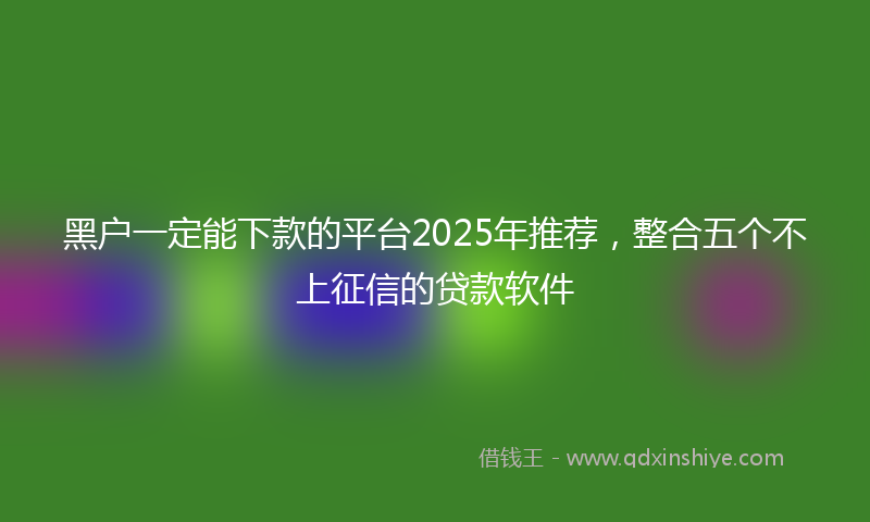 黑户一定能下款的平台2025年推荐，整合五个不上征信的贷款软件