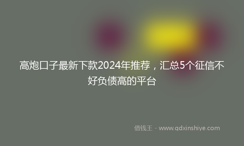 高炮口子最新下款2024年推荐，汇总5个征信不好负债高的平台