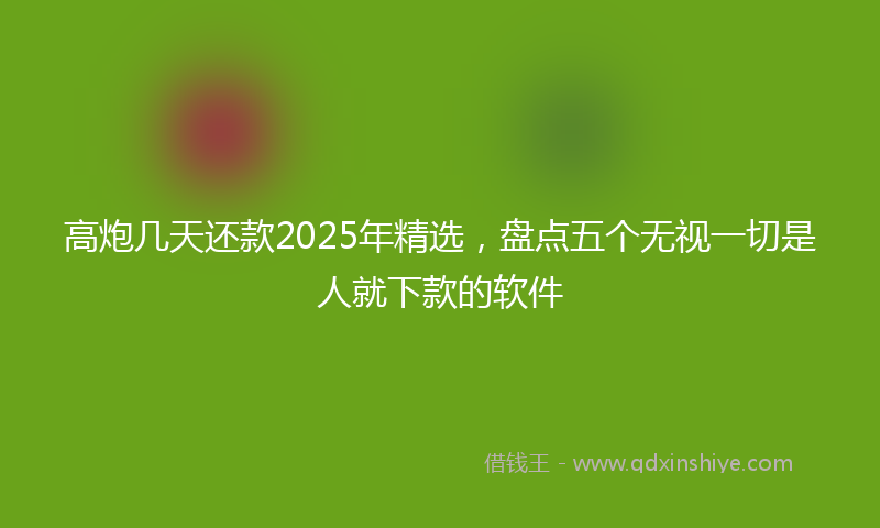 高炮几天还款2025年精选，盘点五个无视一切是人就下款的软件