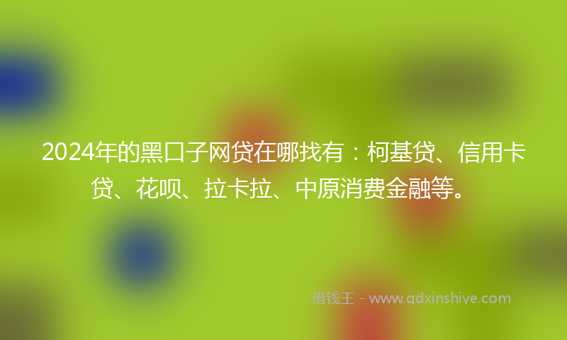 2024年的黑口子网贷在哪找有：柯基贷、信用卡贷、花呗、拉卡拉、中原消费金融等。