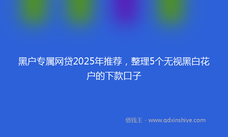 黑户专属网贷2025年推荐，整理5个无视黑白花户的下款口子