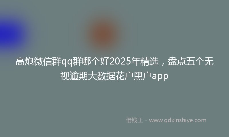 高炮微信群qq群哪个好2025年精选，盘点五个无视逾期大数据花户黑户app