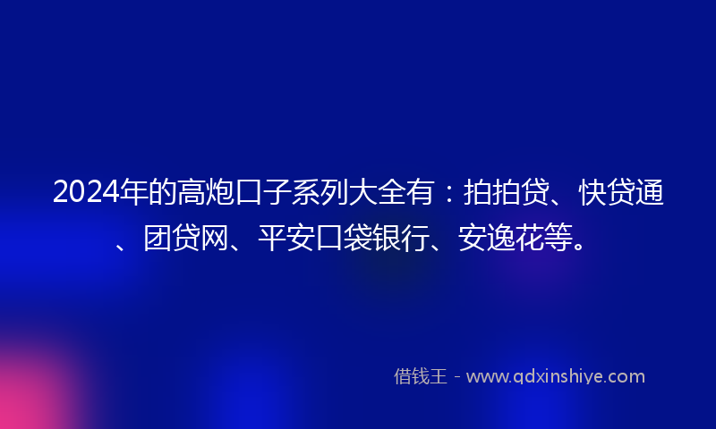 2024年的高炮口子系列大全有：拍拍贷、快贷通、团贷网、平安口袋银行、安逸花等。