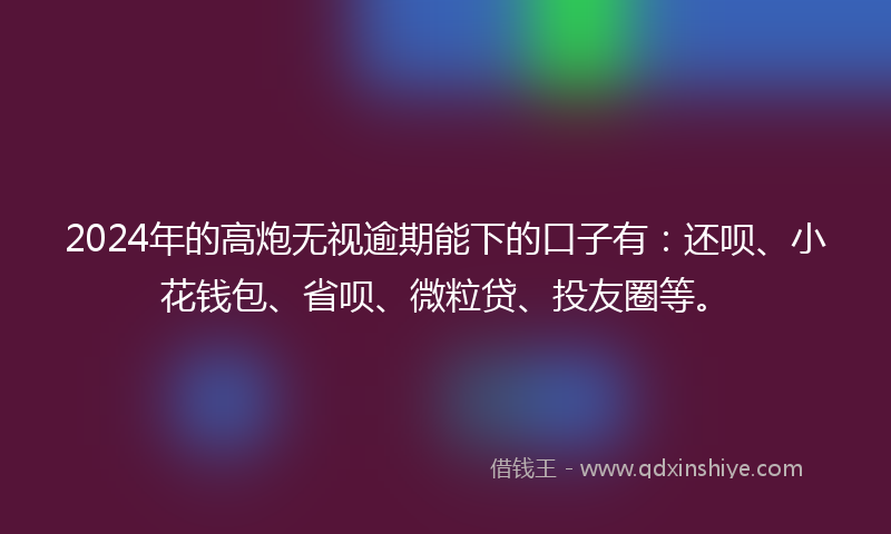 2024年的高炮无视逾期能下的口子有：还呗、小花钱包、省呗、微粒贷、投友圈等。