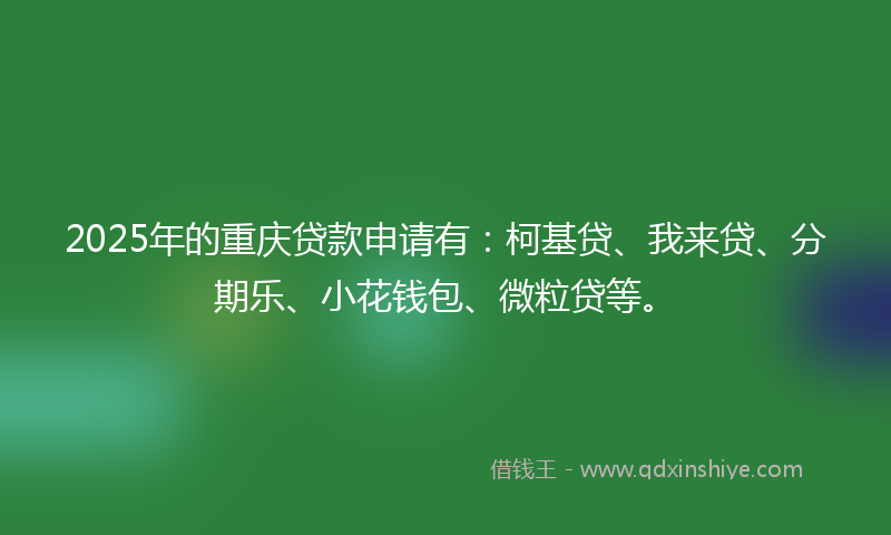 2025年的重庆贷款申请有：柯基贷、我来贷、分期乐、小花钱包、微粒贷等。