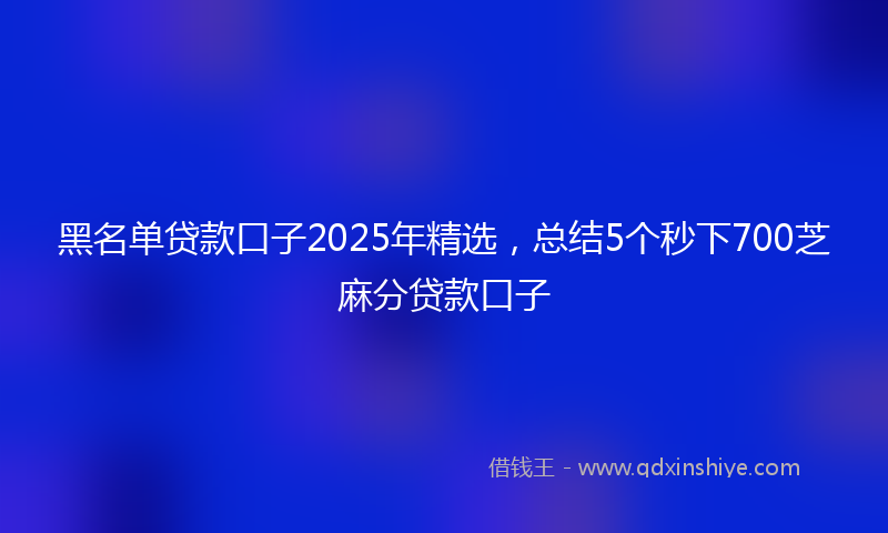 黑名单贷款口子2025年精选，总结5个秒下700芝麻分贷款口子