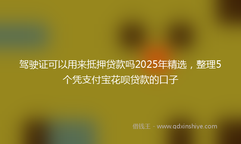 驾驶证可以用来抵押贷款吗2025年精选，整理5个凭支付宝花呗贷款的口子