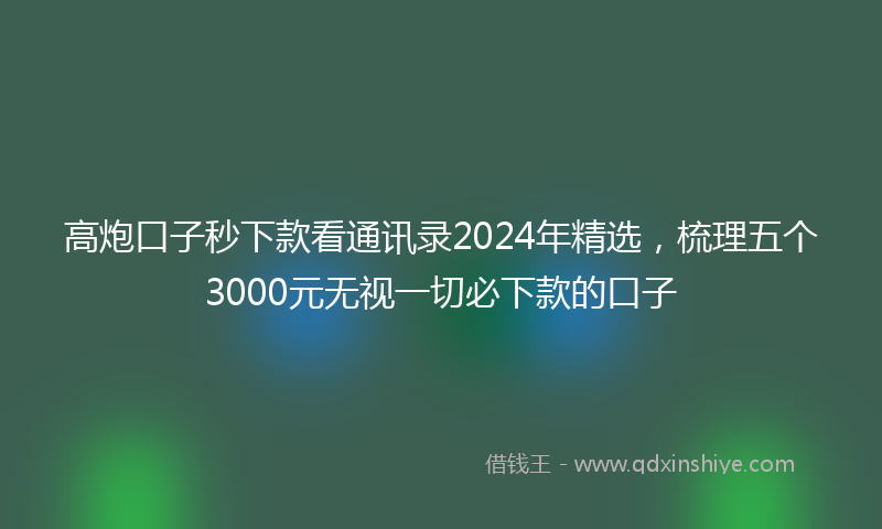 高炮口子秒下款看通讯录2024年精选，梳理五个3000元无视一切必下款的口子