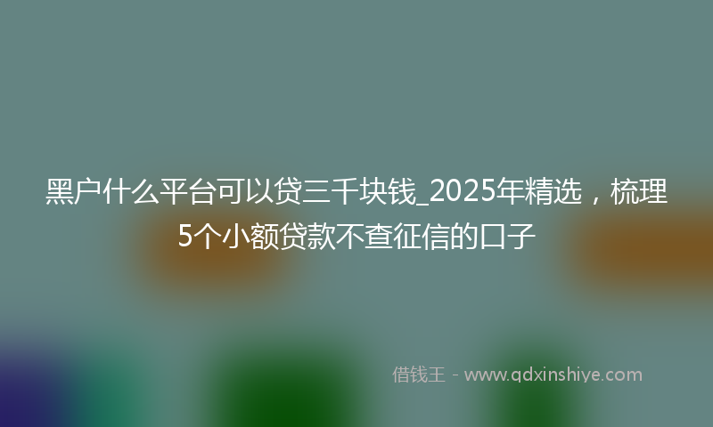 黑户什么平台可以贷三千块钱_2025年精选，梳理5个小额贷款不查征信的口子