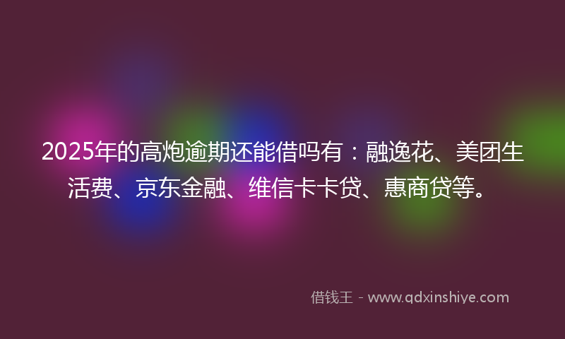 2025年的高炮逾期还能借吗有：融逸花、美团生活费、京东金融、维信卡卡贷、惠商贷等。