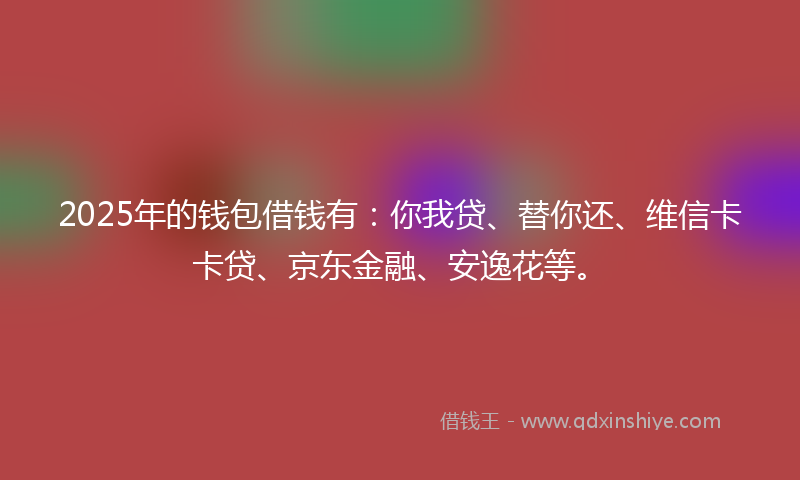 2025年的钱包借钱有：你我贷、替你还、维信卡卡贷、京东金融、安逸花等。
