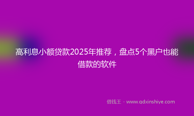 高利息小额贷款2025年推荐，盘点5个黑户也能借款的软件