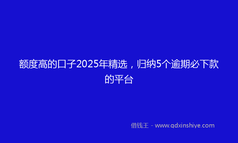 额度高的口子2025年精选，归纳5个逾期必下款的平台